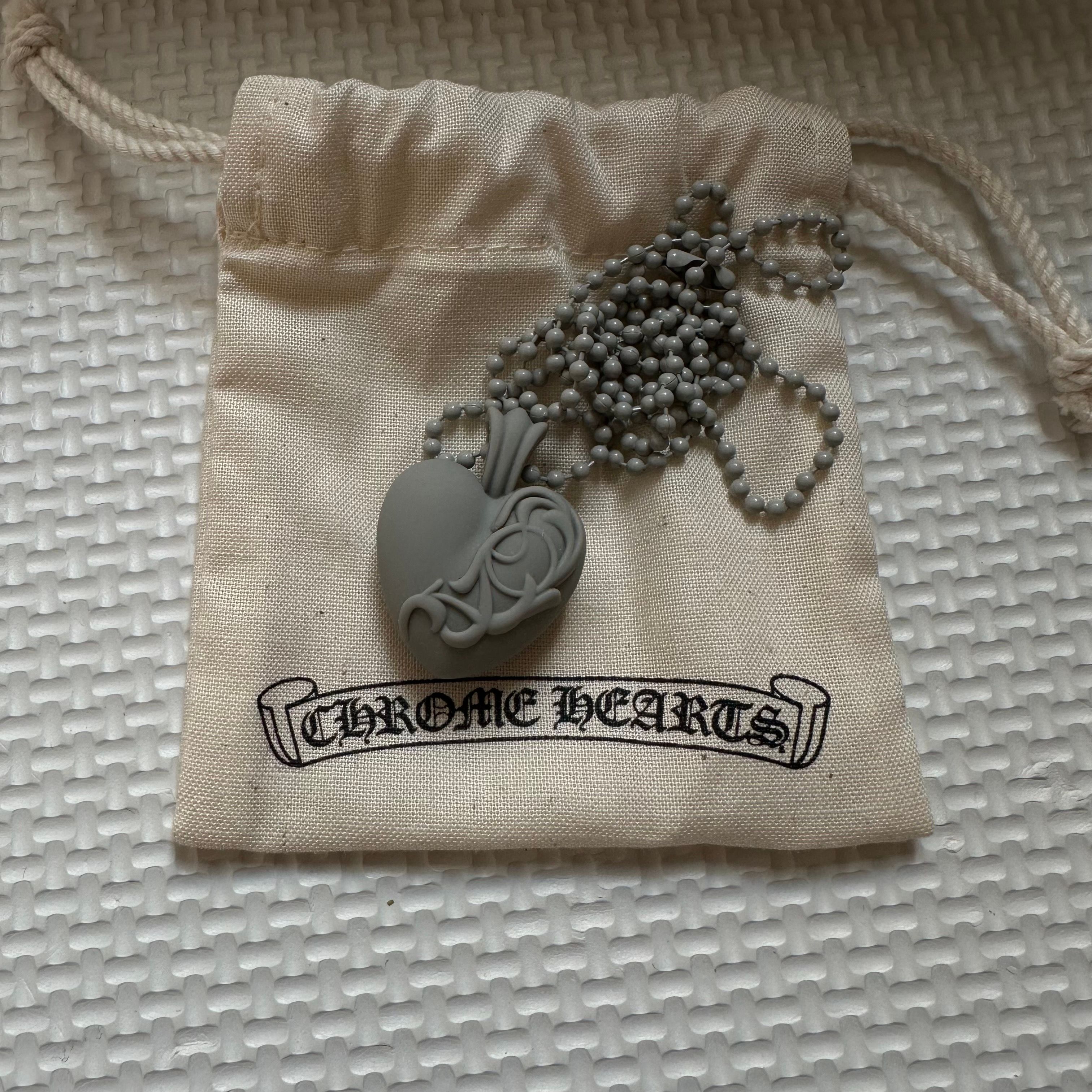 Chrome Hearts Rubber Heart Silicon Necklace "Grey"