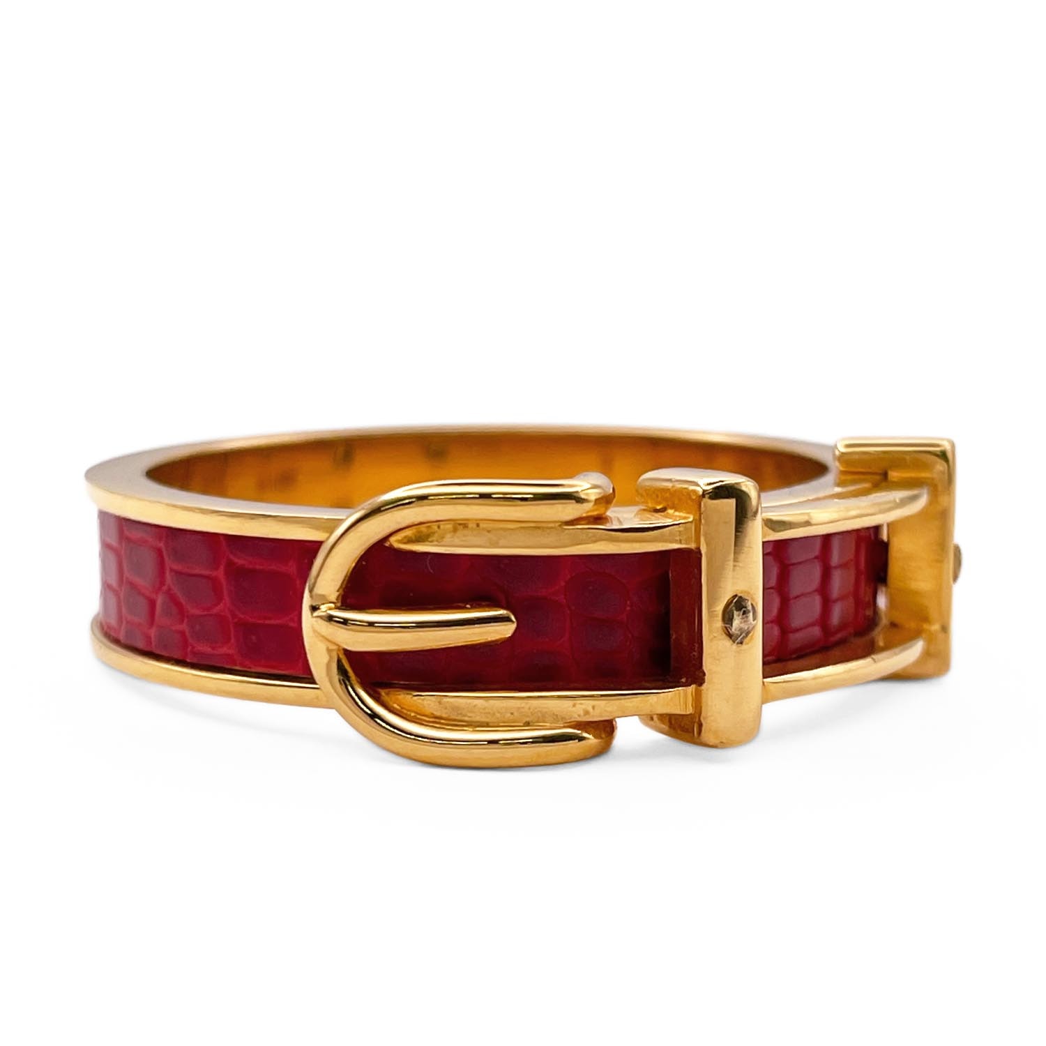 HERMES エルメス サンチュール スカーフリング
 ベルトモチーフ メタル リアルレザー ゴールド レディース
 【中古】