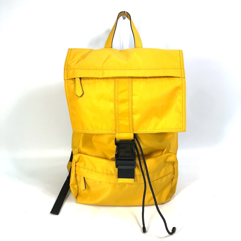 フェンディ FENDI フェンディネス 7VZ066 バックパック カバン リュックサック ナイロン/レザー イエロー 新品同様