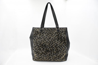 クリスチャンルブタン スタッズ トートバッグ レザー ブラック