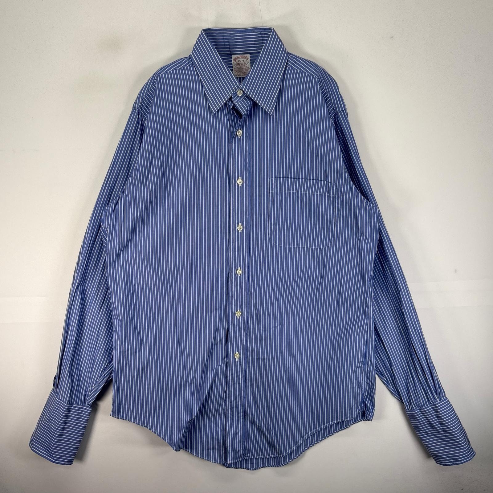 古着 ブルックスブラザーズ Brooks Brothers USA製 長袖シャツ 胸ポケット USA製 M  ブルー系 ストライプ メンズ
