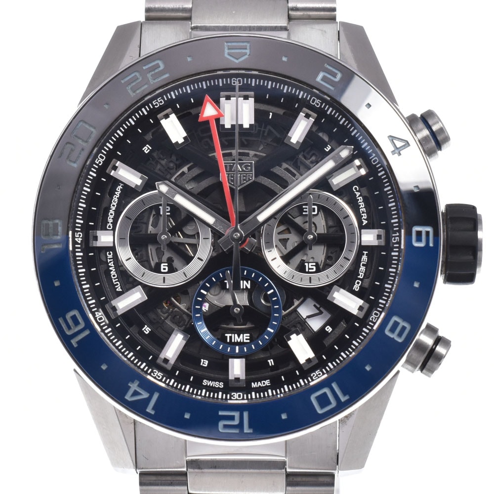 タグホイヤー TAG HEUER CBG2A1Z カレラ キャリバーホイヤー02 GMT スケルトン 自動巻き メンズ 良品 腕時計 O#148706