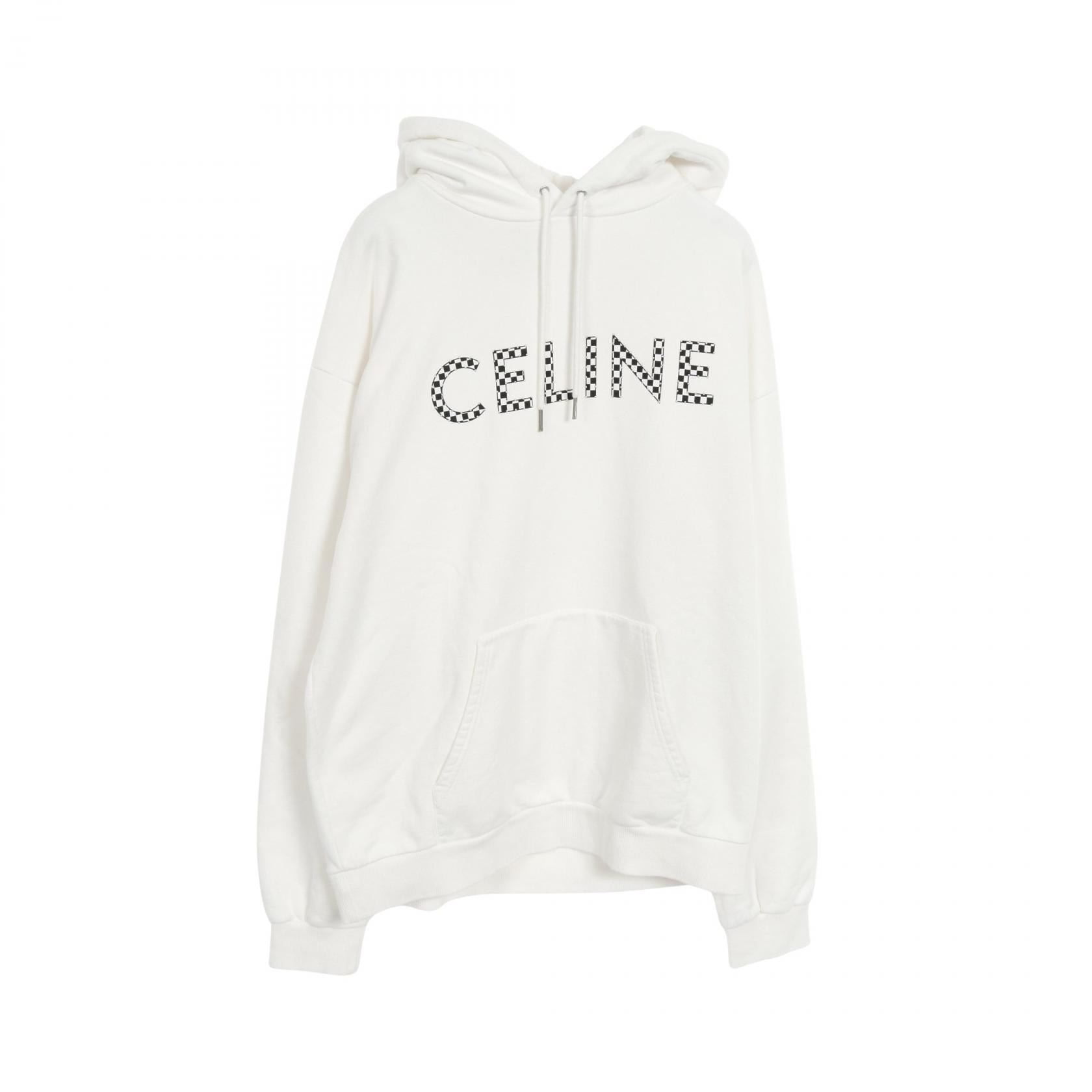 セリーヌ CELINE ルーズ スウェットシャツ パーカー 衣料品 トップス コットン メンズ ホワイト系 / ブラック系 【中古】