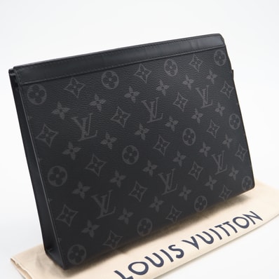 LOUIS VUITTON ルイ・ヴィトン モノグラム エクリプス ポシェット ヴォワヤージュ MM M61692 クラッチバッグ グレー ブラック コーティングキャンバス レザー メンズ