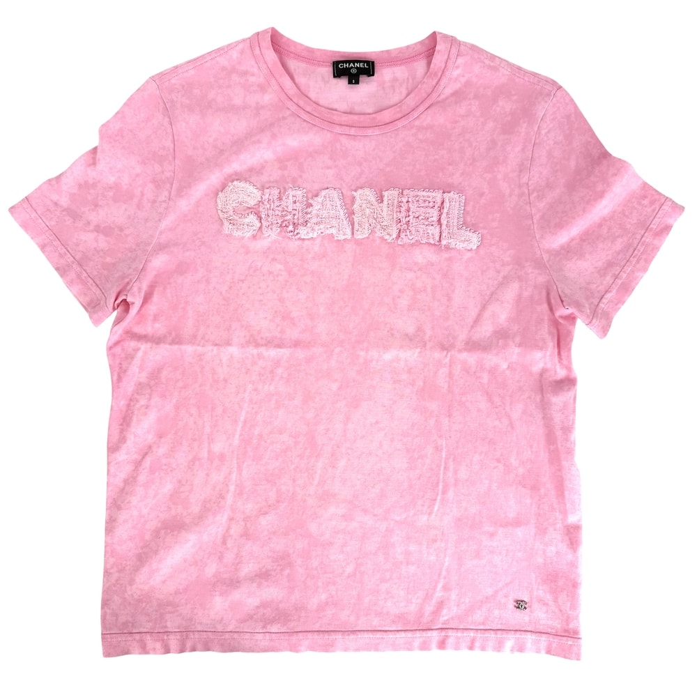 CHANEL シャネル 半袖Tシャツ クルーネック ココマーク トップス 服 アパレル S ピンク コットン    レディース 春 夏【中古品】