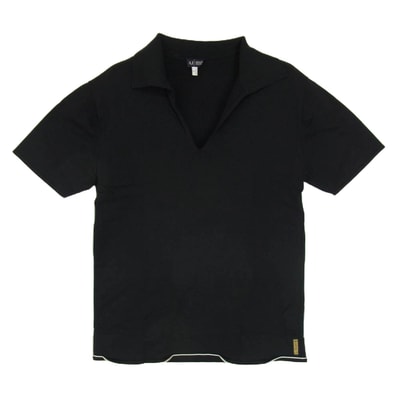 ARMANI JEANS アルマーニ・ジーンズ ポロシャツ Z6W32TR-12 Vネック 半袖 ポロシャツ ブラック系 L【中古】