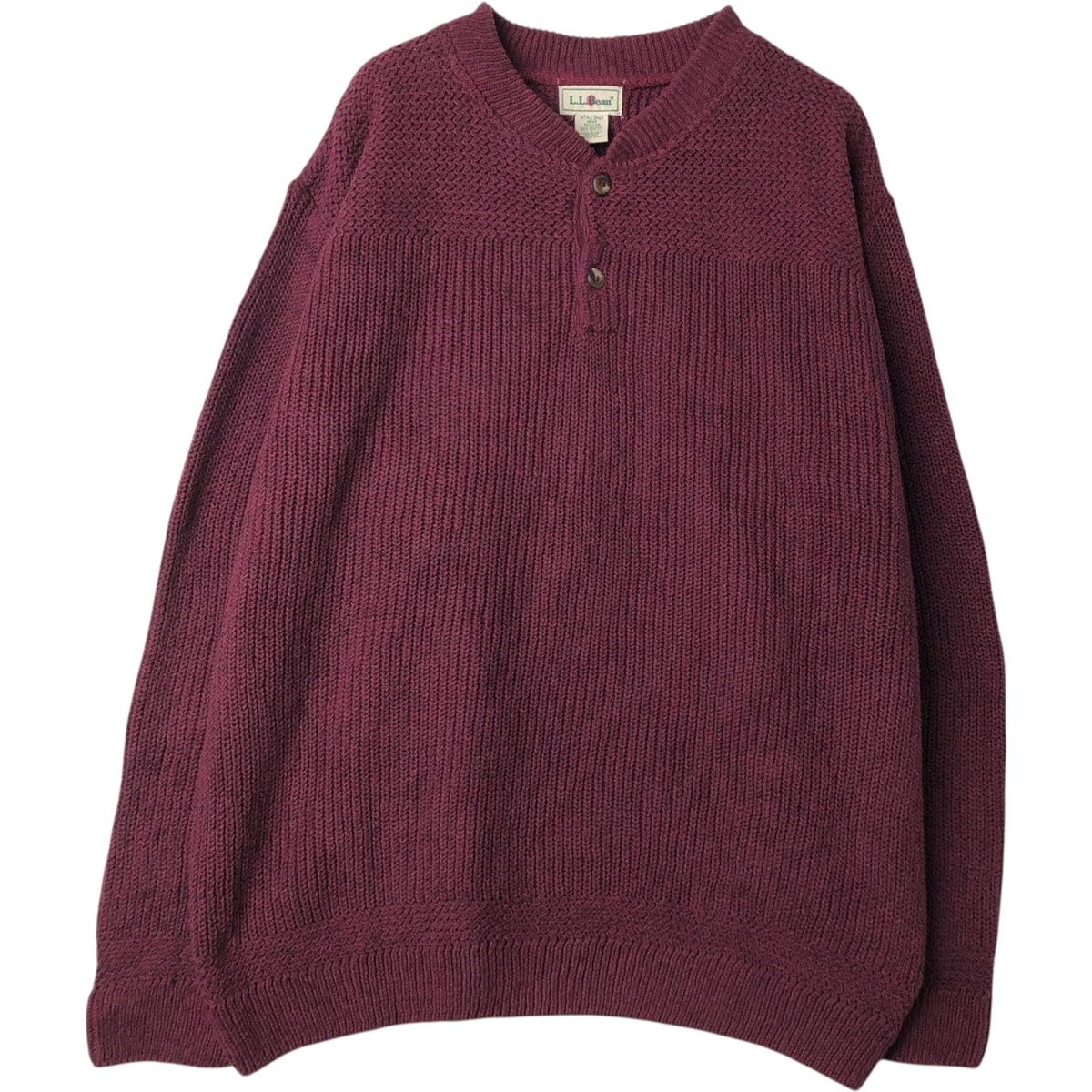 古着 90年代 エルエルビーン L.L.Bean ヘンリーネック コットンニットハーフボタンセーター USA製 メンズL相当 ヴィンテージ/eaa627092