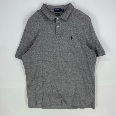 古着 ポロ・ラルフローレン POLO RALPH LAUREN 鹿の子 半袖シャツ ワンポイント ポロシャツ ロゴ刺繍 XL グレー系 メンズ