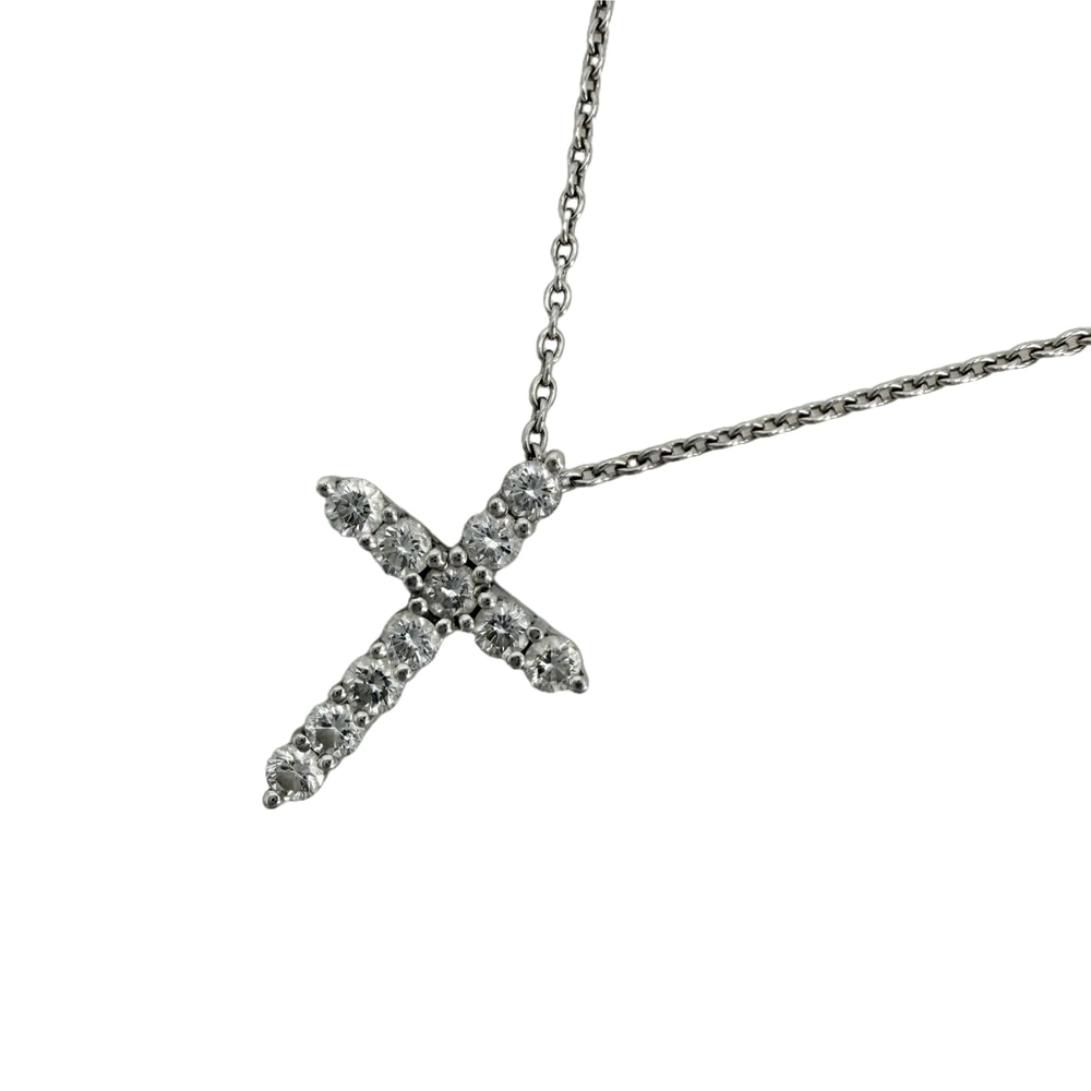 TIFFANY&Co. ティファニー ネックレス クロスペンダント スモール アクセサリー ジュエリー Pt950プラチナ ダイヤモンド レディース 約4.2g【中古品】