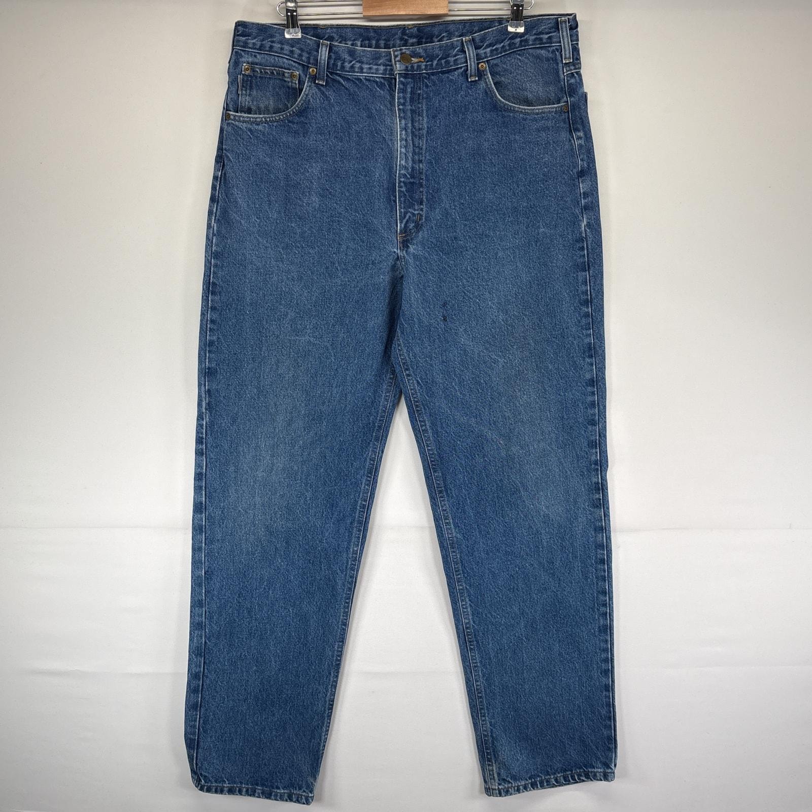 古着 カーハート Carhartt デニムパンツ ジーンズ ジーパン 5ポケット 長ズボン テーパード 大きいサイズ ワーク w40 L34  ブルー メンズ