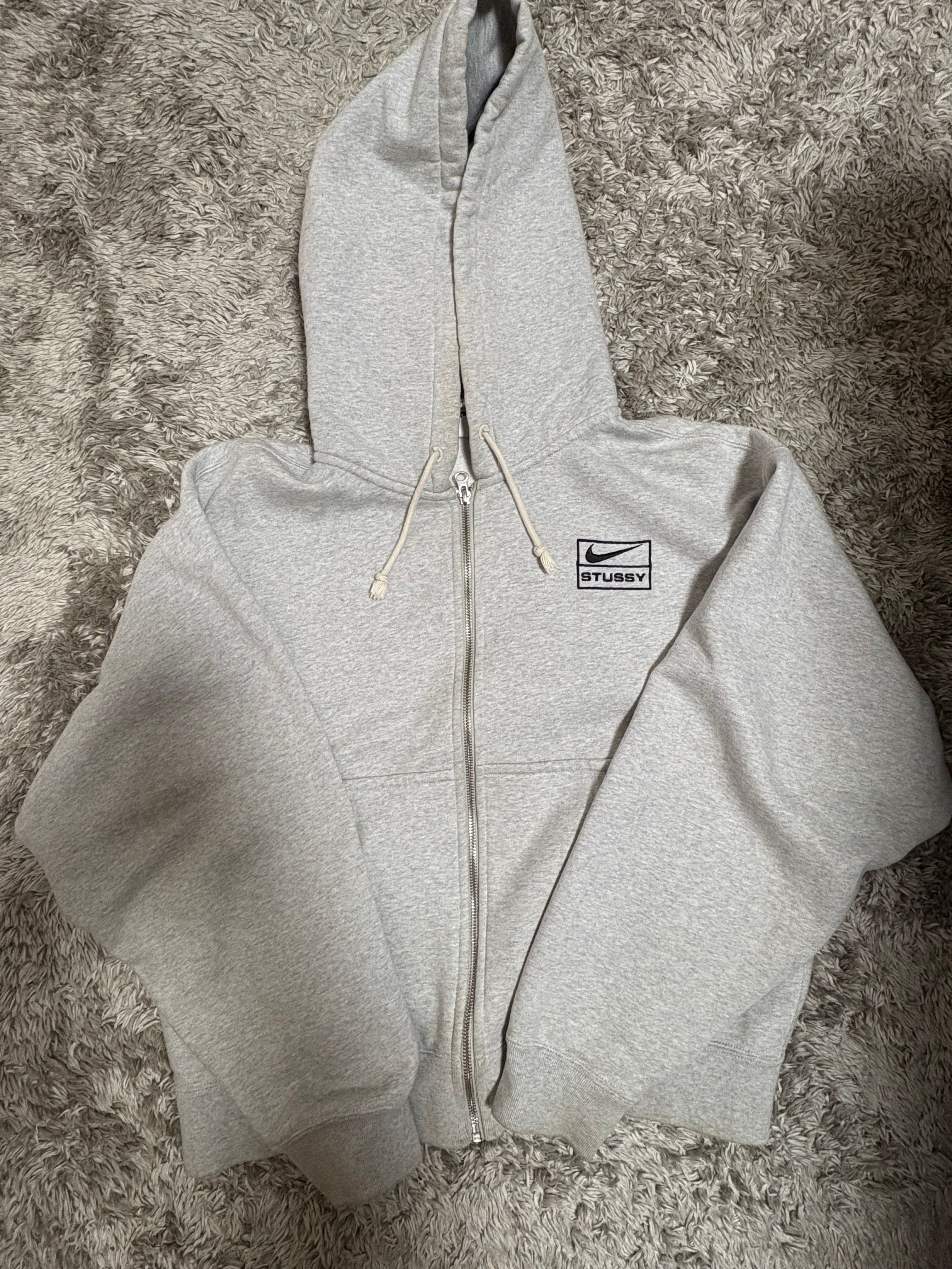 Stussy x Nike Fleece Zip Hoodie "Grey Heather" (US Size) FJ9181-050