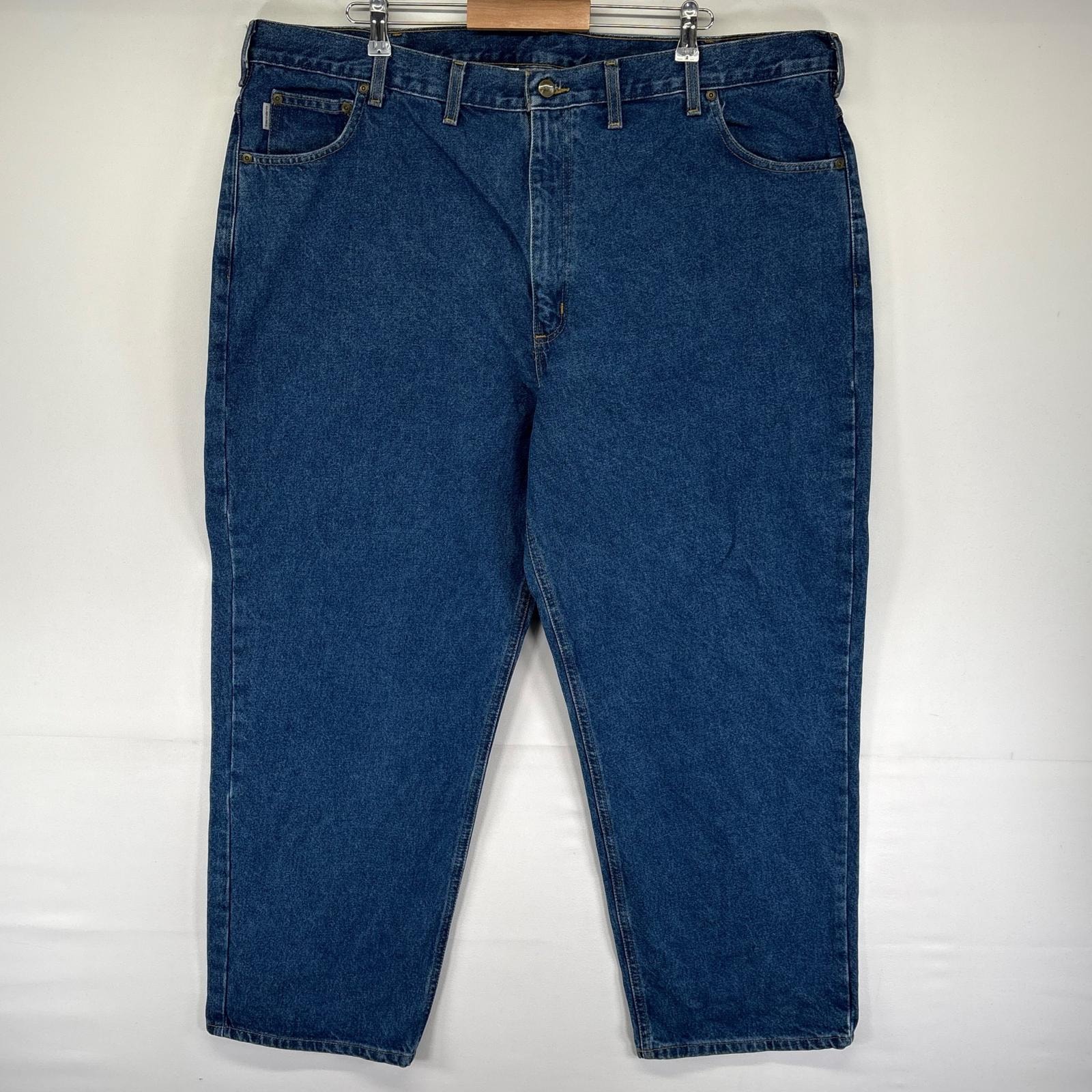 古着 カーハート Carhartt デニム パンツ ストレート 大きいサイズ 5ポケット ワンポイントロゴ W48 L30  ブルー系 メンズ