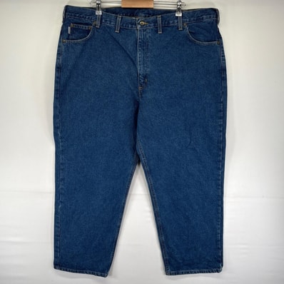 古着 カーハート Carhartt デニム パンツ ストレート 大きいサイズ 5ポケット ワンポイントロゴ W48 L30 ブルー系 メンズ