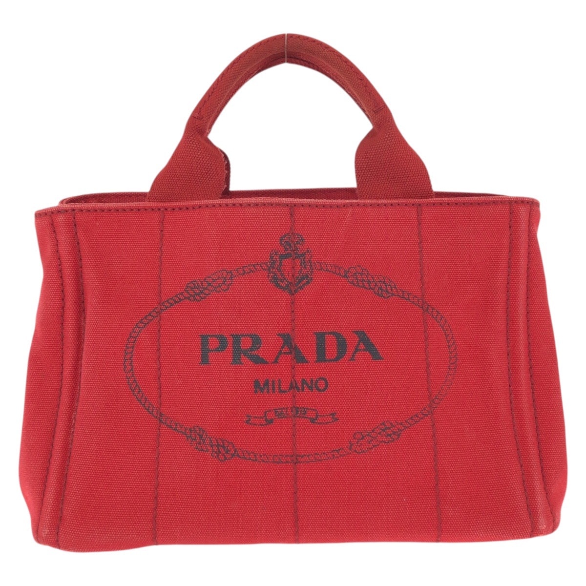 PRADA プラダ カナパ レッド ゴールド金具 キャンバス トートバッグ ハンドバッグ 601338 【中古】