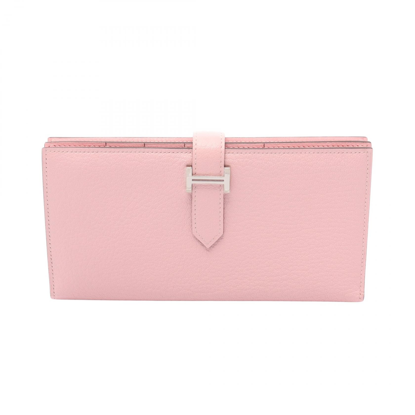 エルメス HERMES ベアンスフレ 二つ折り長財布 財布 レザー シェーブル シェーブル ローズサクラ D刻印(2019年製造) レディース ピンク系 【中古】