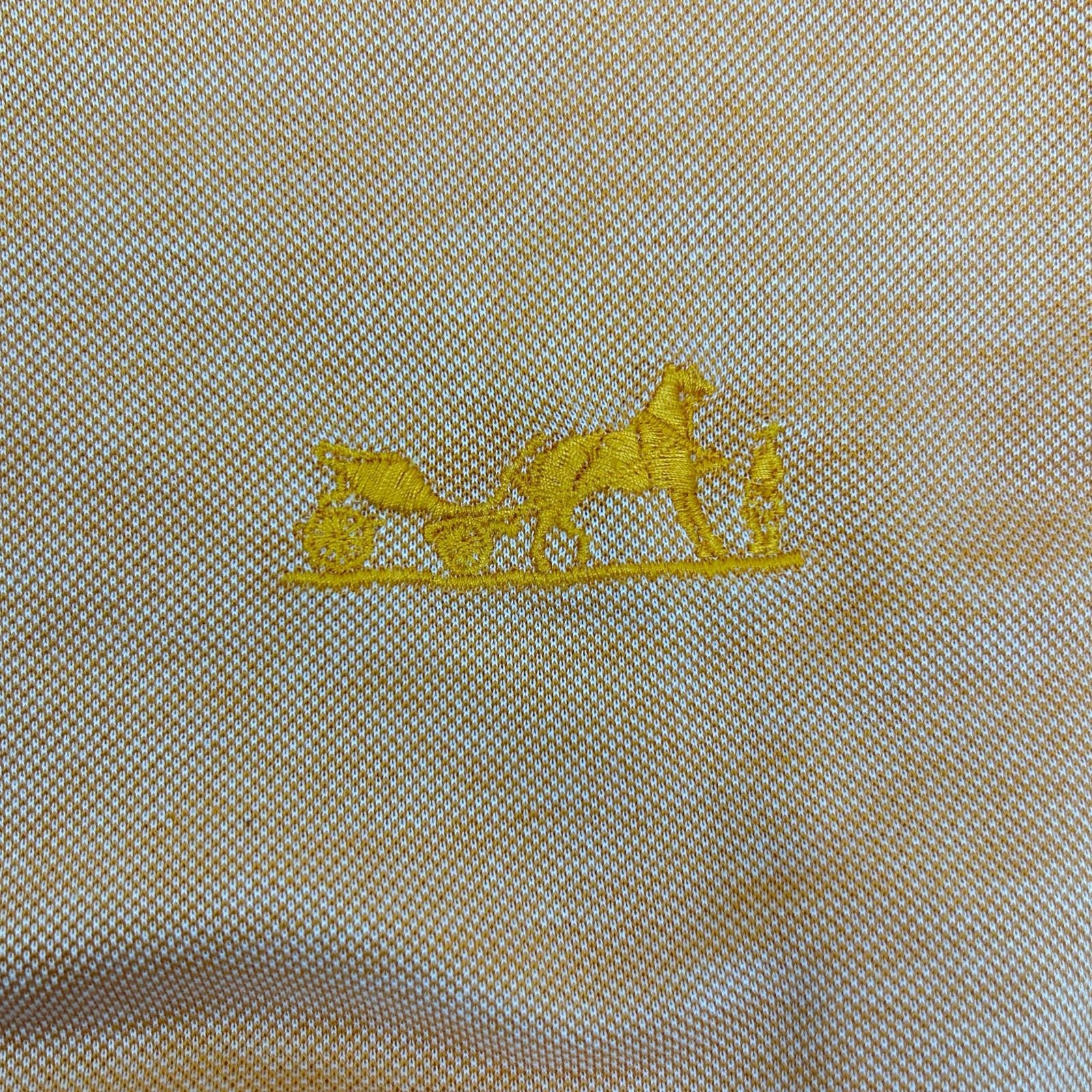 A (未使用に近い)】エルメス オレンジ コットン ロゴ刺繍 ポロシャツ