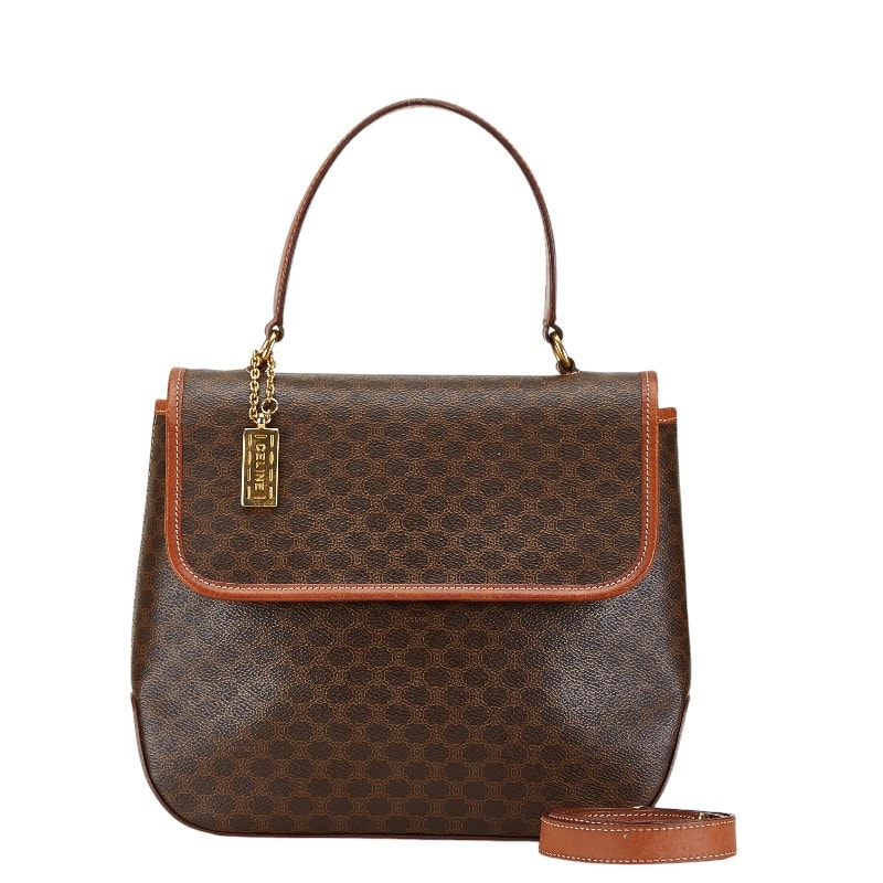 セリーヌ マカダム ハンドバッグ ショルダーバッグ 2WAY ブラウン PVC レザー レディース CELINE 中古