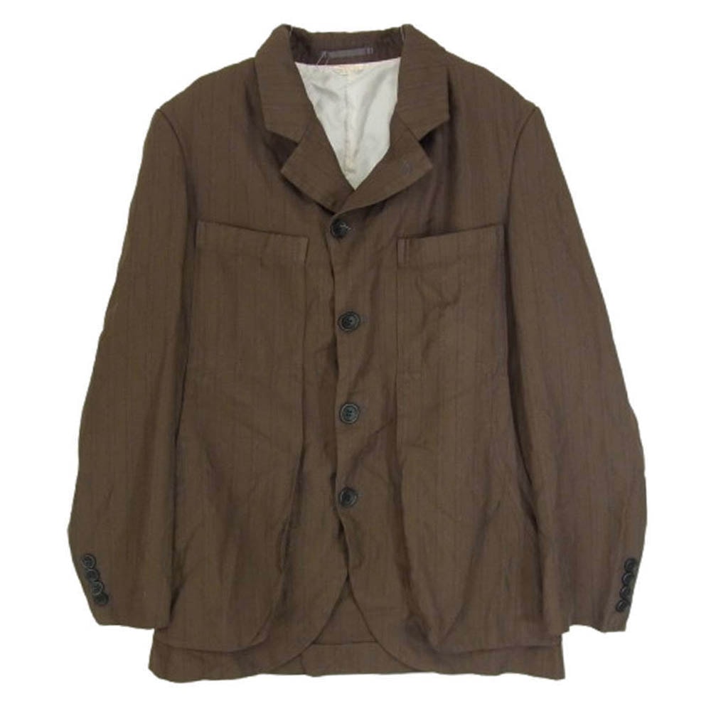COMME des GARCONS HOMME DEUX コムデギャルソンオムドゥ テーラードジャケット AD2023 DM-J030 エステルカチオン染 ストライプ ジャケット ブラウン系 S【中古】