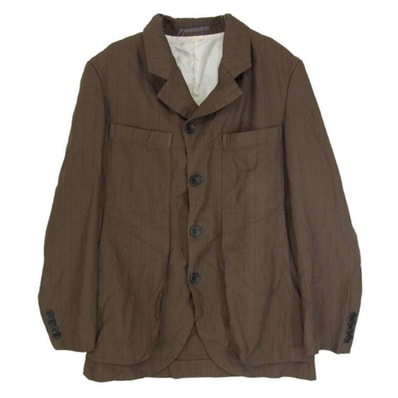 COMME des GARCONS HOMME DEUX コムデギャルソンオムドゥ テーラードジャケット AD2023 DM-J030 エステルカチオン染 ストライプ ジャケット ブラウン系 S【中古】