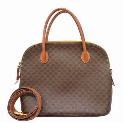 ★最終価格★SALE【6db1012-k】セリーヌ ハンドバッグ マカダム PVC ブラウン ゴールド金具 2wayバッグ【中古】レディース