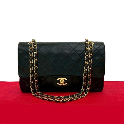 CHANEL シャネル マトラッセ Wフラップ ココマーク ラムスキン ショルダーバッグ ブラック
39868