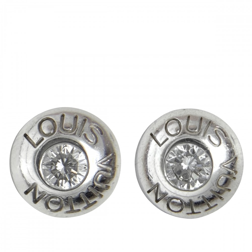 LOUIS VUITTON ルイヴィトン ピアス ピュス ドレイユ クルー ジュエリー アクセサリー ラウンド 18金WG Au750 K18ホワイトゴールド ダイヤモンド Q96001 レディース 約2.8g【中古品】