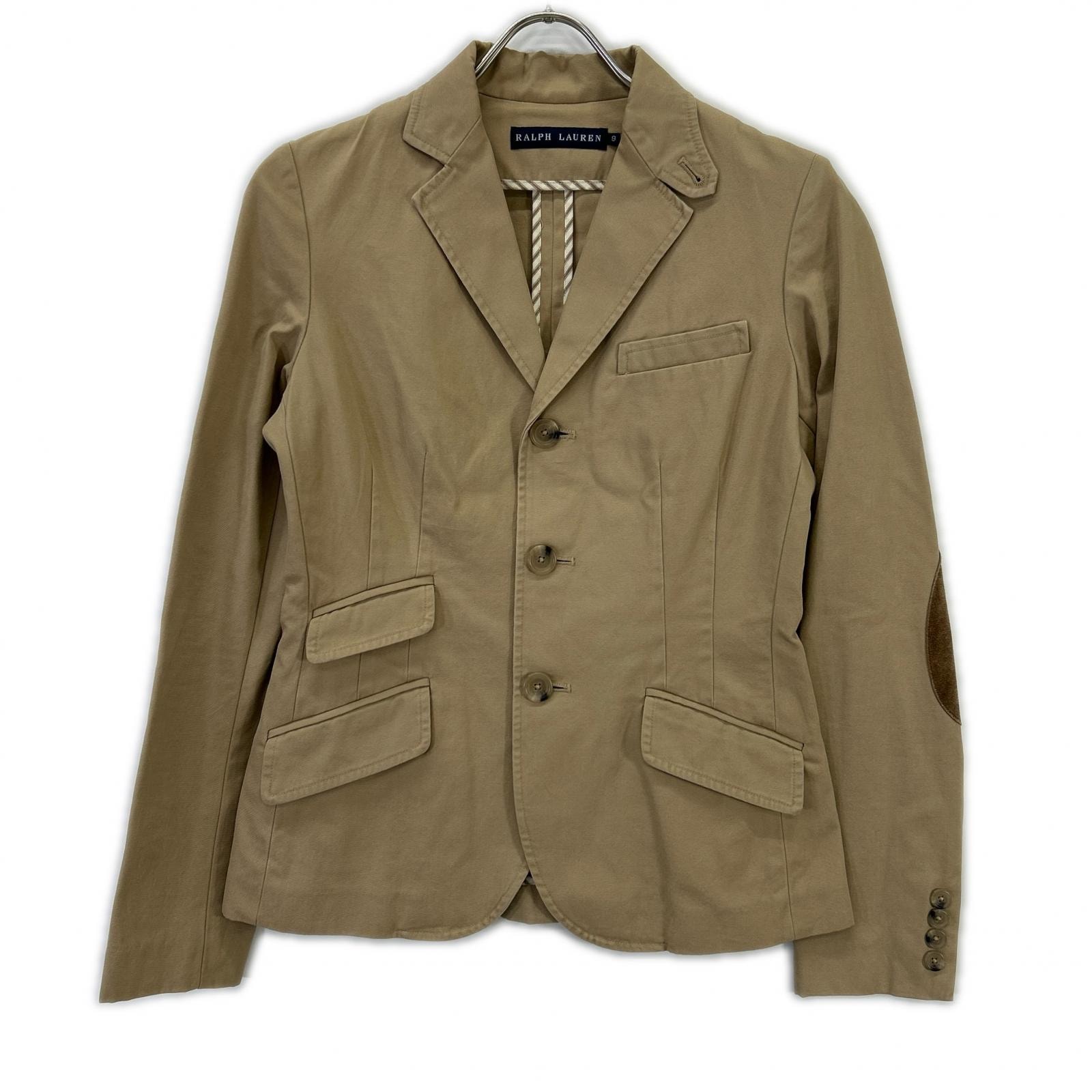 ラルフローレン ベージュ ヘリンボーン スエードアームパッチ ジャケット 9