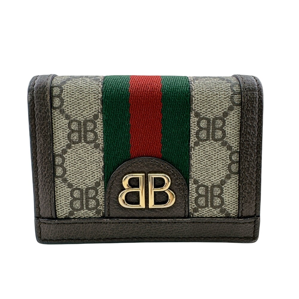 グッチ GUCCI 二つ折り財布 シェリー ザ ハッカープロジェクト バレンシアガコラボ コンパクトウォレット 680385 ブラウン