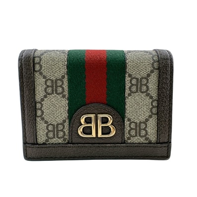 グッチ GUCCI 二つ折り財布 シェリー ザ ハッカープロジェクト バレンシアガコラボ コンパクトウォレット 680385 ブラウン