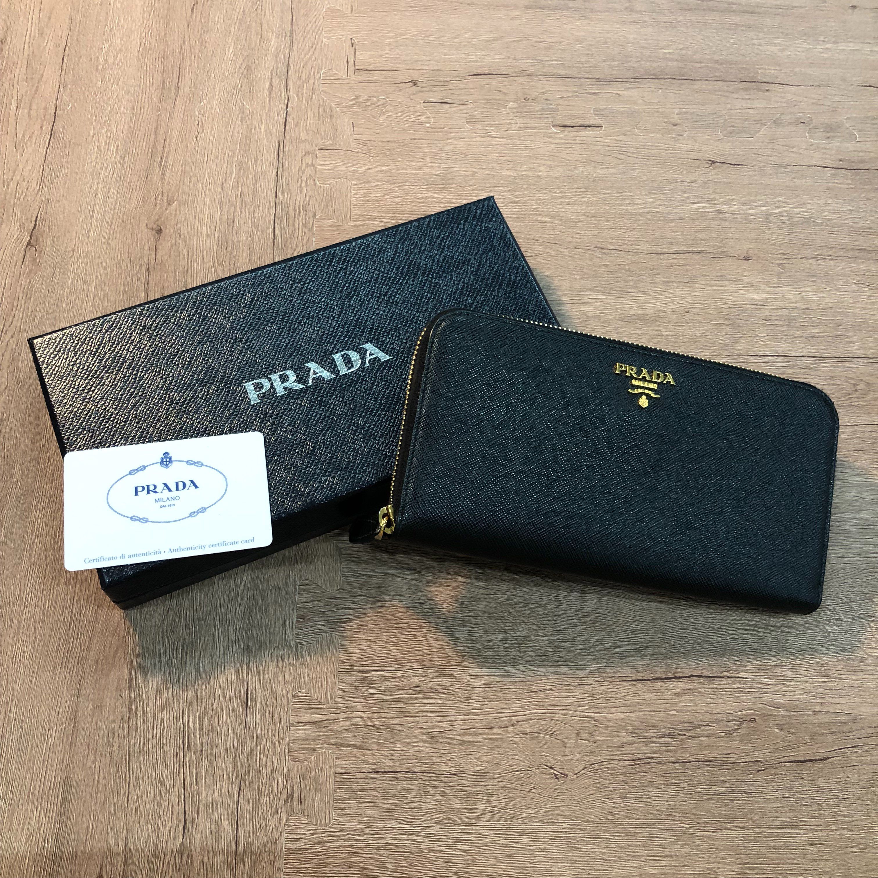 PRADA Saffiano Leather Round Long Wallet "Black"