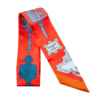 【未使用】HERMES エルメス ツイリー Merveilleuses Lanternes メルヴェイユーズ ランタン 063081S 02 シルク オレンジ マルチカラー【中古】