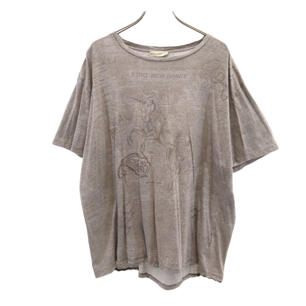 ETRO エトロ イタリア製 ユニコーン 半袖 Tシャツ 3XL グレー