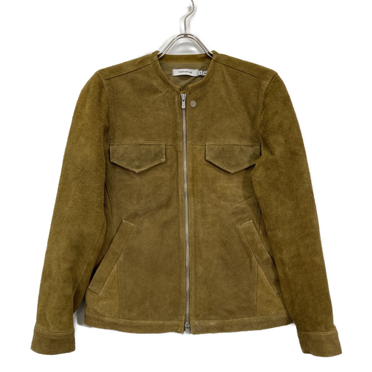 ノンネイティブ ベージュ スエード ノーカラー ジャケット 1