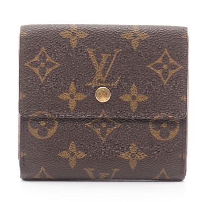ルイ・ヴィトン LOUIS VUITTON ポルト モネ ビエ カルトクレディ 三つ折り財布 財布 PVCコーティングキャンバス モノグラム レディース ブラウン系 M61652 【中古】