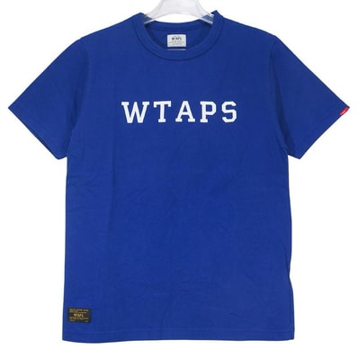 新品 WTAPS ダブルタップス 14AW DESIGN S/S 01/TEE.COTTON 142ATDT-CSM03 デザイン ショートスリーブ クルーネック Tシャツ コットン ブルー カットソー 半袖 サイズM