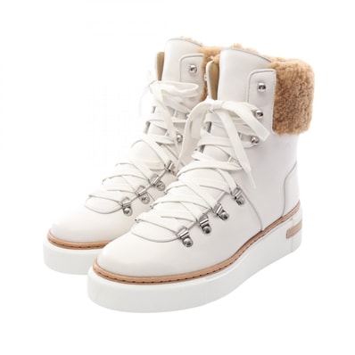 エルメス HERMES フロコン ブーツ 靴 レザー ムートン ホワイト レディース ホワイト系 / ブラウン系 【中古】