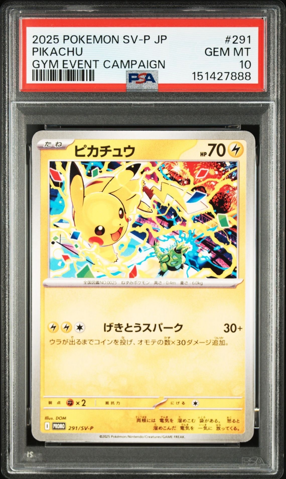 PSA10 ピカチュウ P プロモーションカード SV-P 291 PSA10】ピカチュウ P [SV-P 291](プロモーションカード「SV-P」) 1枚の