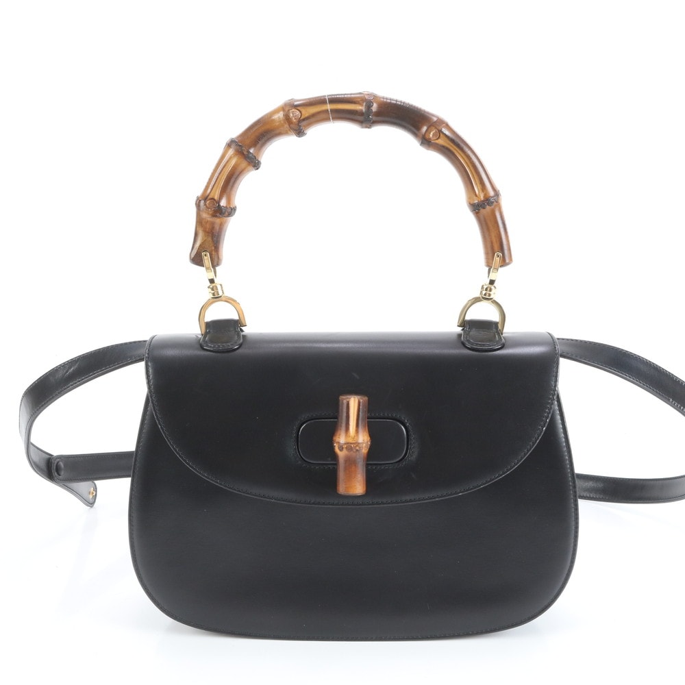 ■極美品 グッチ バンブーショルダーバッグ レザー