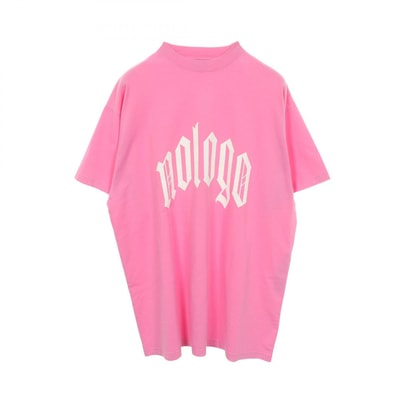 バレンシアガ BALENCIAGA ロゴプリント オーバーサイズ ダメージ加工 半袖Tシャツ 衣料品 トップス コットン メンズ レディース ピンク系 【中古】
