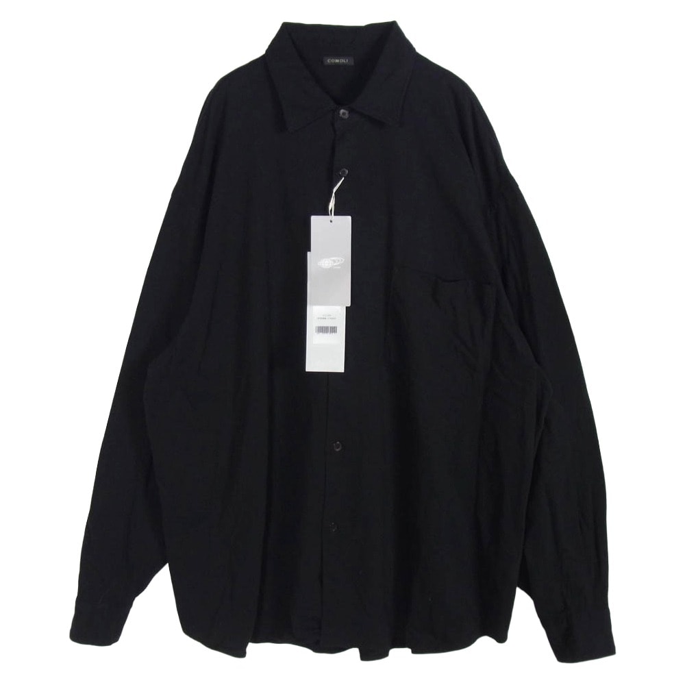 COMOLI コモリ 長袖シャツ 25SS B01-05040 ジャージ コモリシャツ 長袖 シャツ ブラック系 2【新古品】【未使用】【中古】