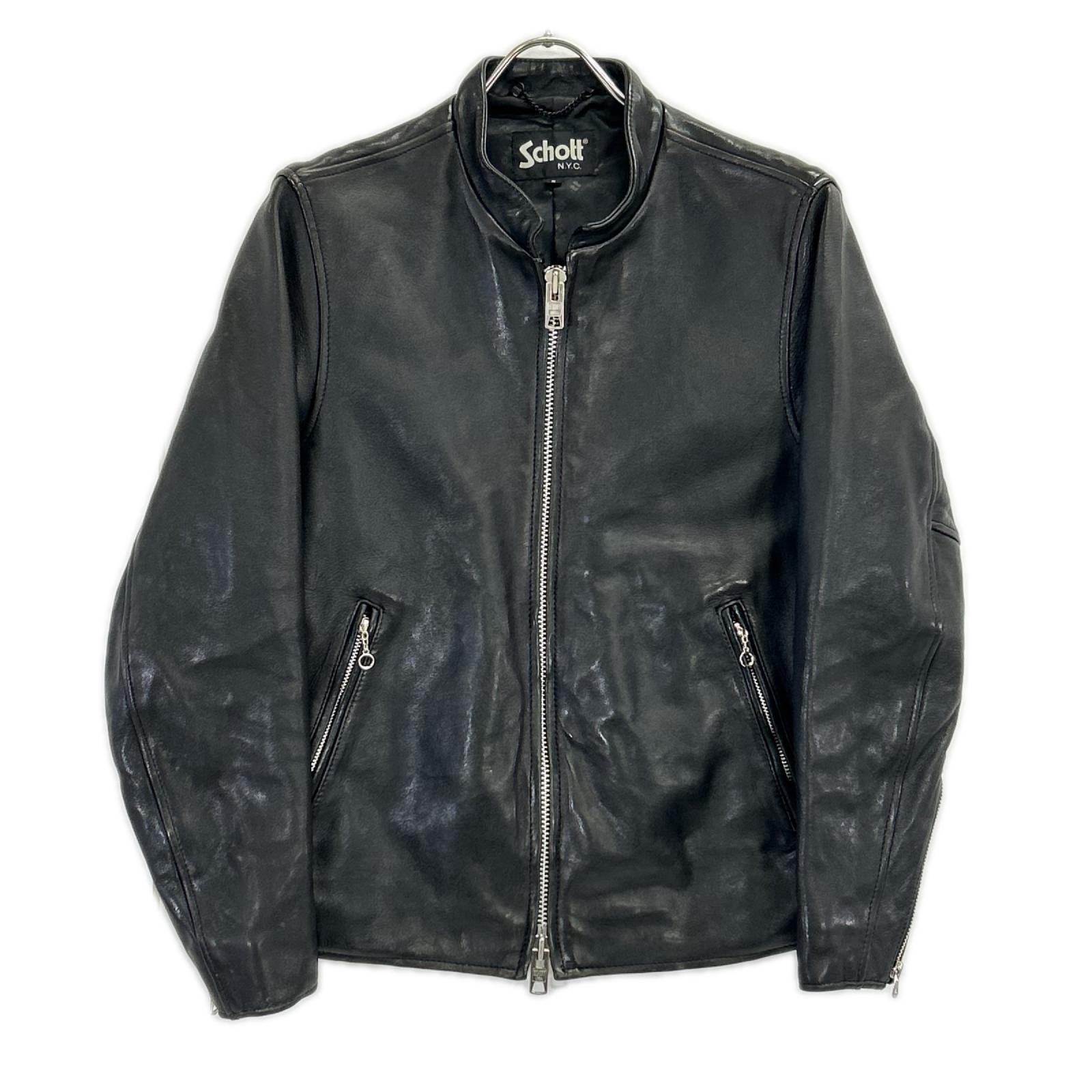 ショット 3191055 ブラック ラム シングルライダース ジャケット S