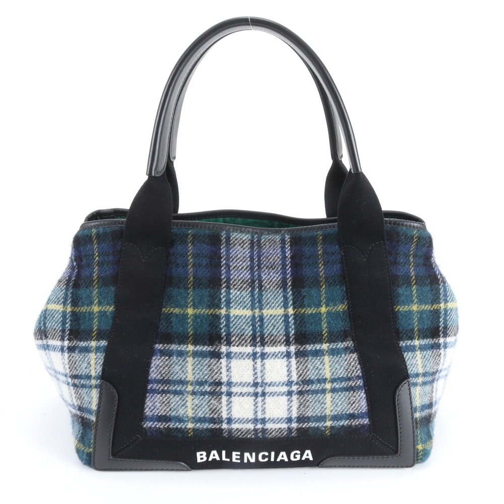 ■美品 バレンシアガネイビー カバ チェック 339933 トート バッグ
