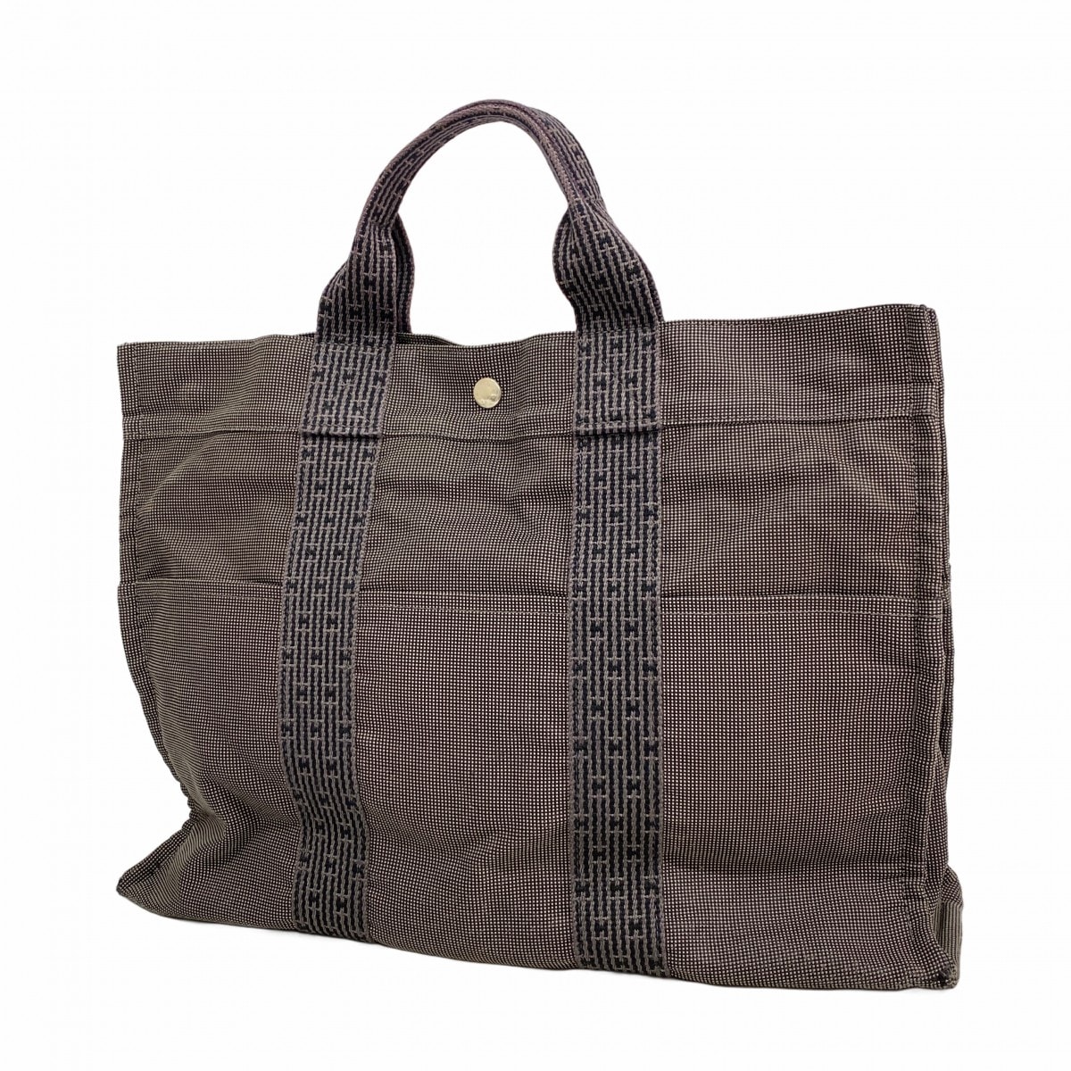 【6dc3125-k】エルメス トートバッグ エールラインMM キャンバス グレー シルバー金具【中古】メンズ レディース ユニセックス