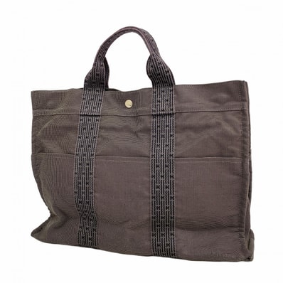 【6dc3125-k】エルメス トートバッグ エールラインMM キャンバス グレー シルバー金具【中古】メンズ レディース ユニセックス