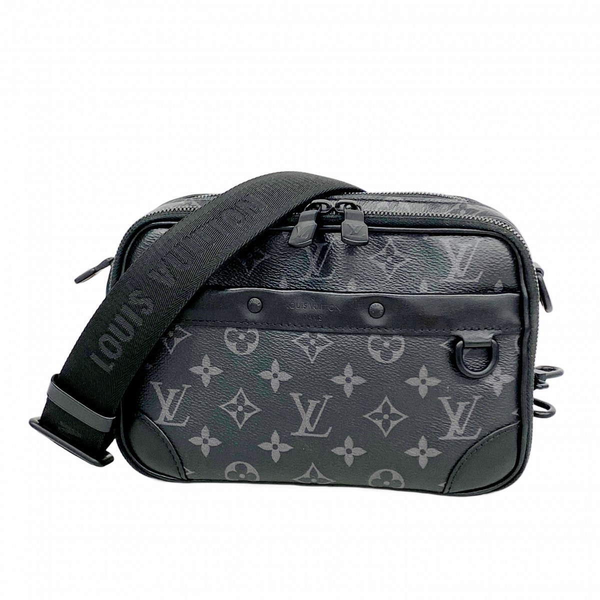 【6de5581】ルイヴィトン ショルダーバッグ モノグラム・エクリプス アルファメッセンジャー M46955 ブラック【中古】メンズ