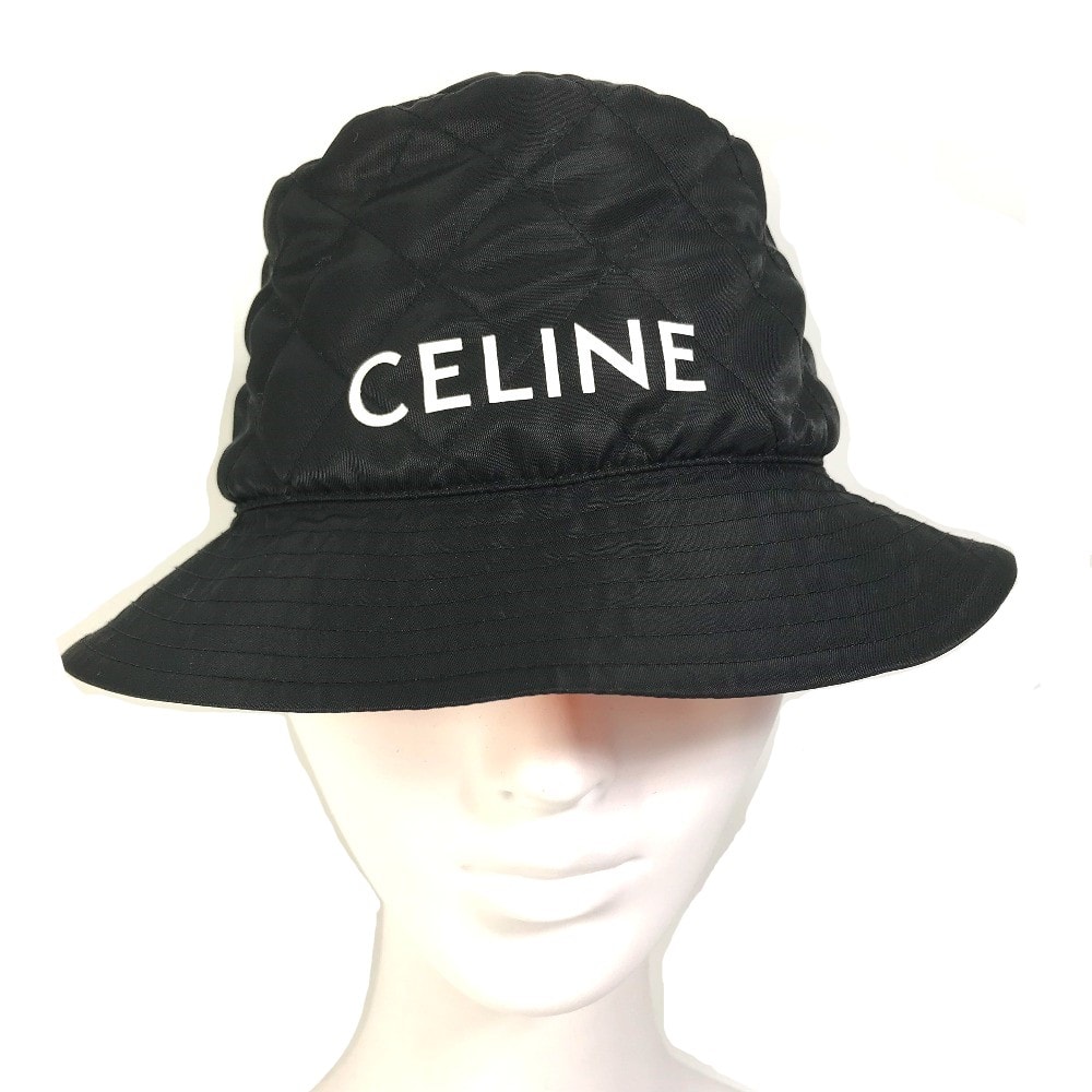 セリーヌ CELINE キルティング 2AUB0930C ロゴ 帽子 ハット ナイロン ブラック 新品同様