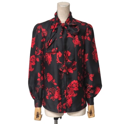 ■美品■Tory Burch トリーバーチ ブラウス サイズ0 タイカラー リボン 長袖シャツ ブランド古着【中古】20260501/RA9140