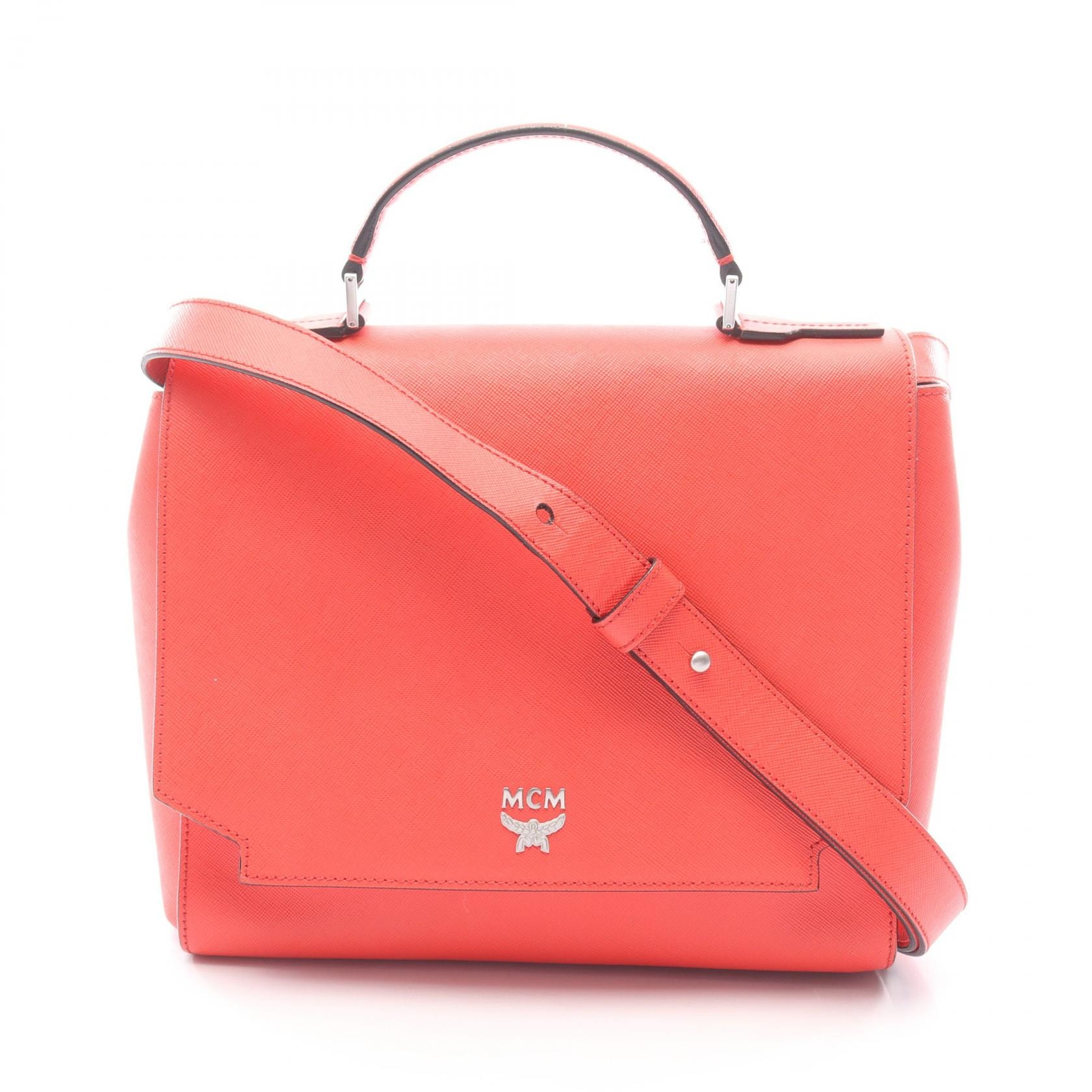 エム・シー・エム MCM 2WAY ハンドバッグ バッグ レザー レディース レッド系 【中古】