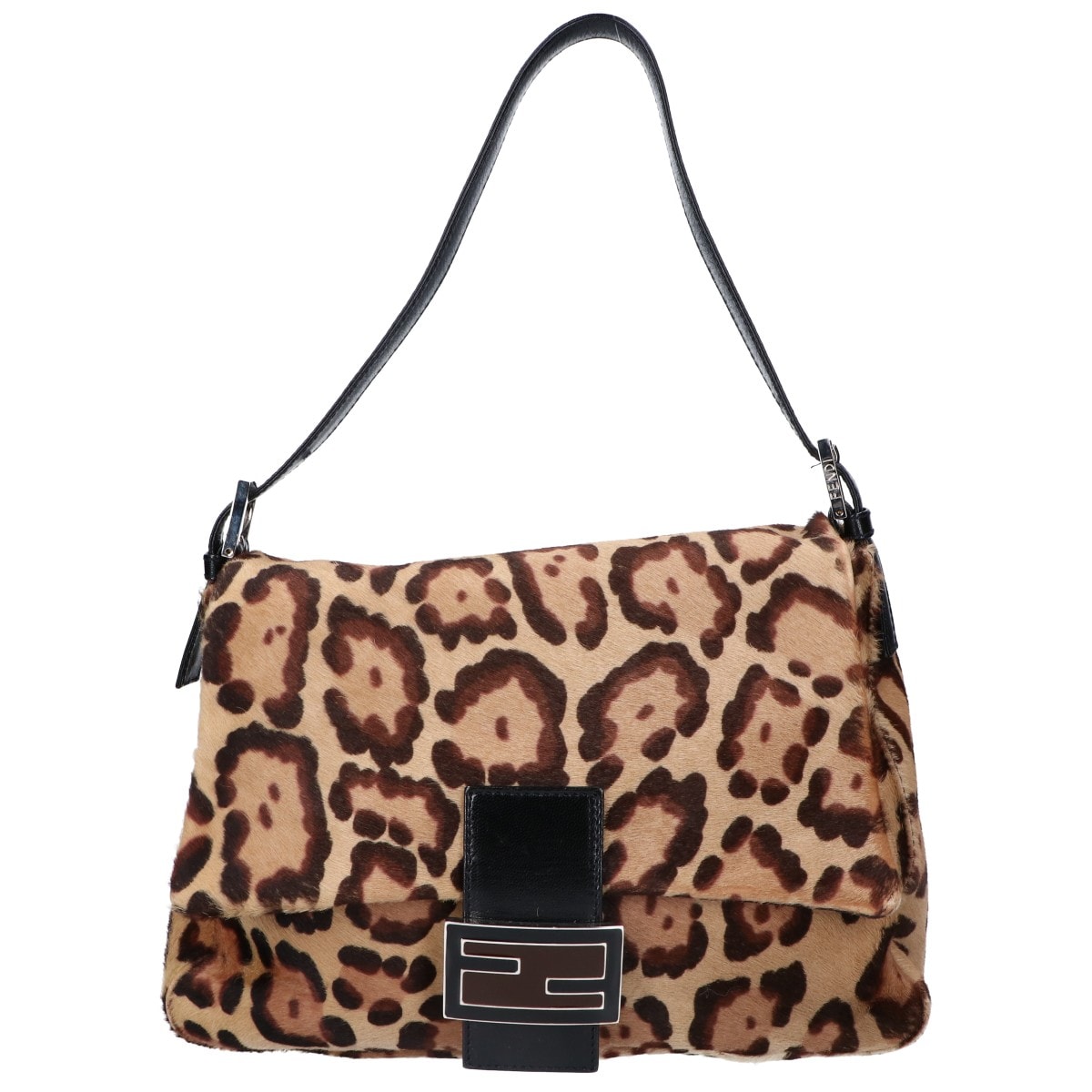 フェンディ レザーxハラコ レオパード マンマバケット