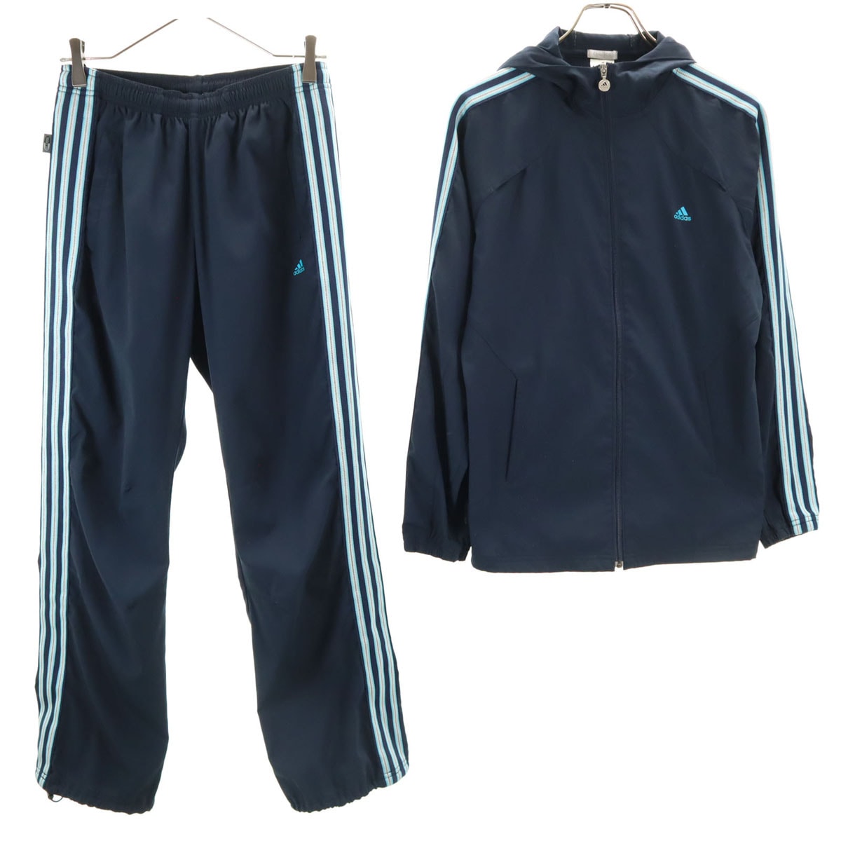 adidas アディダス フード付き トラックジャケット 上下セットアップ M ネイビー